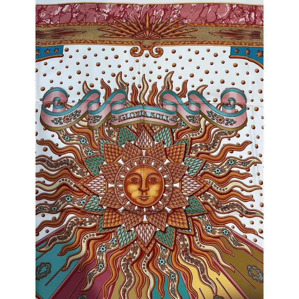 Hermès Gloria Soli Scarf 100% Silk 35.5”x35.5” NEW NWT Sun Old Money Luxury